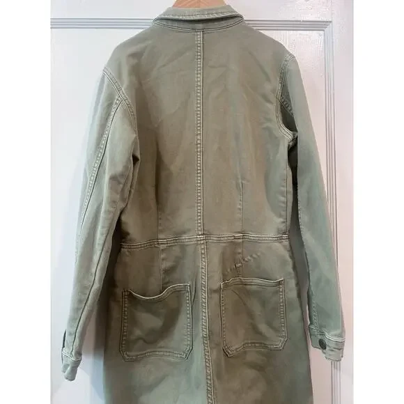 Free People Lennox Denim Utility Jumpsuit Army Green Size S - Picture 14 of 16